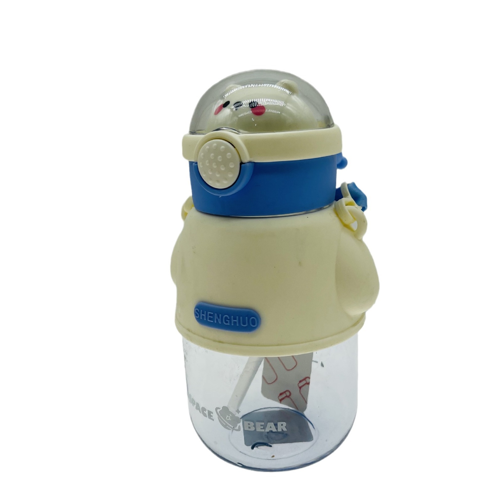 Baijia 5033 nuevos niños de la correa caliente lindo plástico transparente cabeza oso rebote cubierta con paja taza estudiante