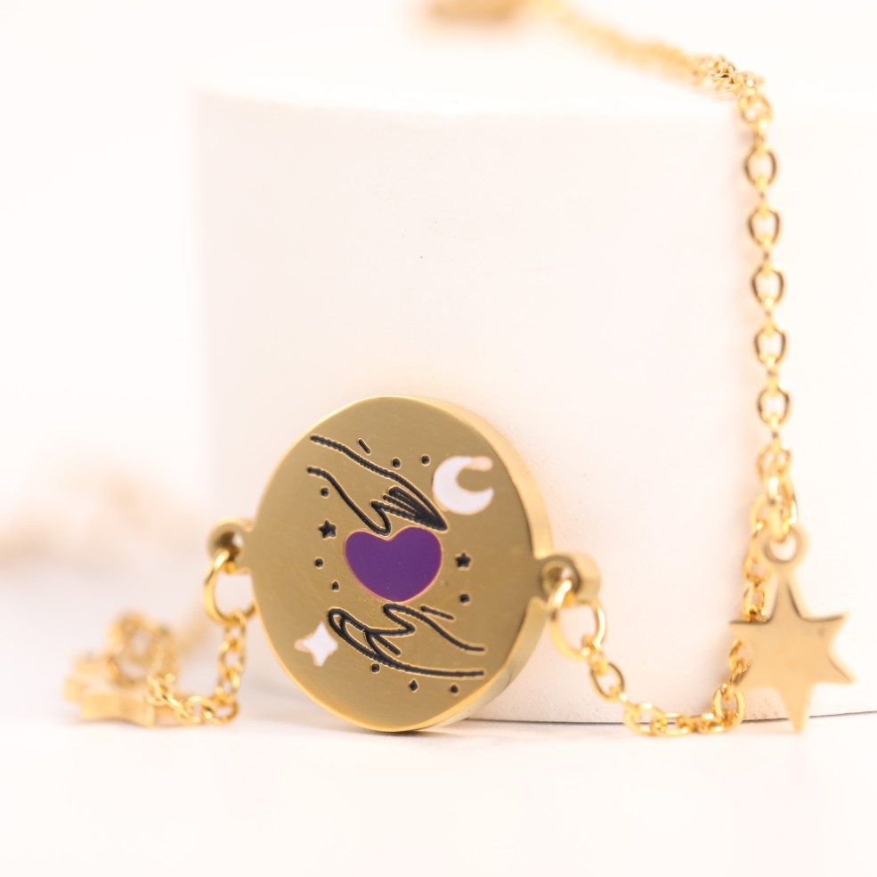 ethnic style tarot card sun moon lovers queen shaped hollowed titanium steel bracelet