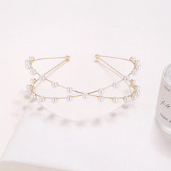 Korean Style Fashion New Accessory Fresh Geometric Cross Pearl Hair Accessories Simple Personality Elegant Hairband Batch