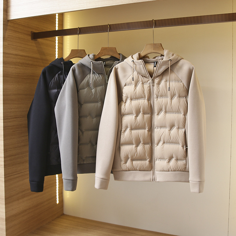Foreign trade men's clothing-designer simple stitching casual hooded lightweight down jacket autumn and winter warm duck down jacket