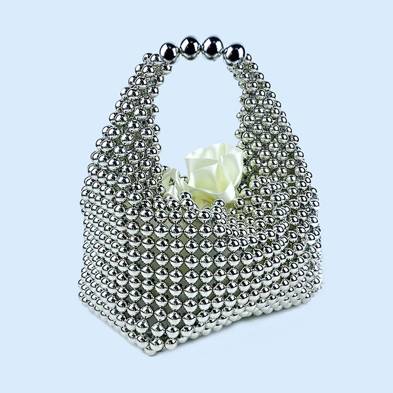 412g Weight Polyester Lining Material Beading Fashion Element String Closure Type Top Handle Strap Type Bucket Bag Bags Type Daily, Street, Shopping Occasion Plastic Material New Year Festival Solid Color Pattern All Seasons Season Women's Gender Elegant, Streetwear Style Pillow Shape Shape Small Size Women's Small Plastic Solid Color Elegant Streetwear Beading Pillow Shape String Bucket Bag 20