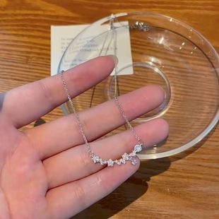New Design Exquisite Super Flash Zircon Flower Necklace Women's Light Luxury Niche Elegant High-End Accessories Clavicle Chain