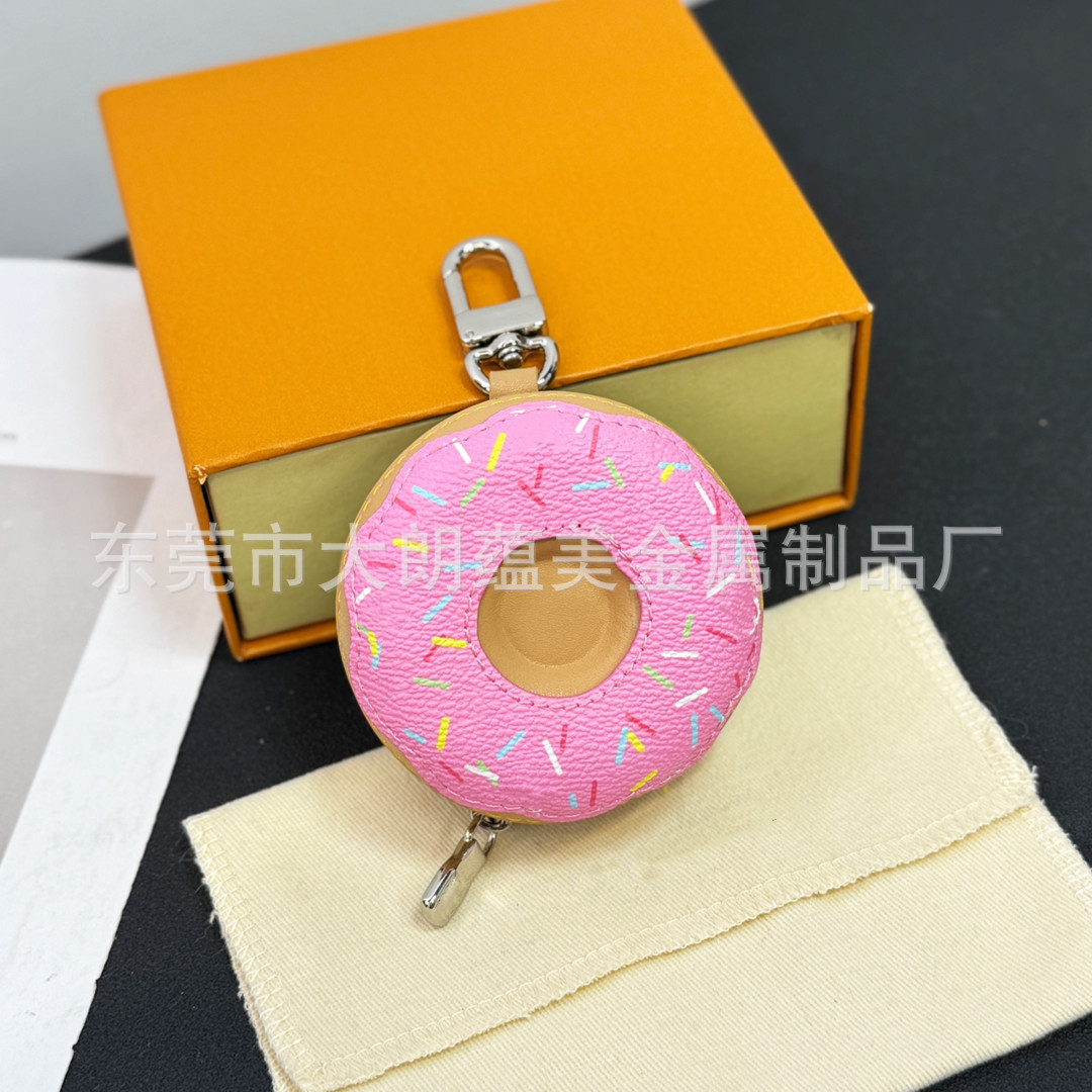 Colgante Monedero en Forma de Dona de Cuero PU Decorativo para Bolsa y Coche