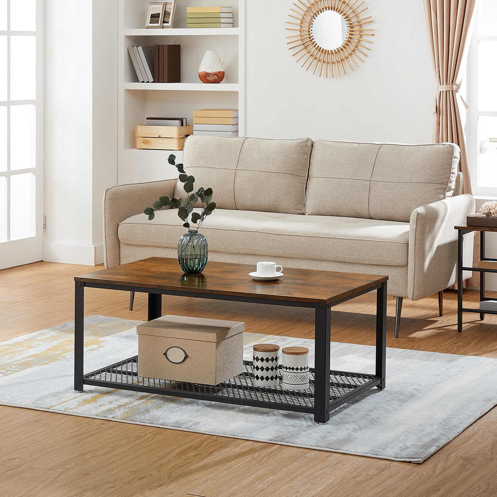 Mesa de té de lujo ligero sofá de sala de estar alta sensación rectangular mesa de café de madera sólida mesa de café de madera