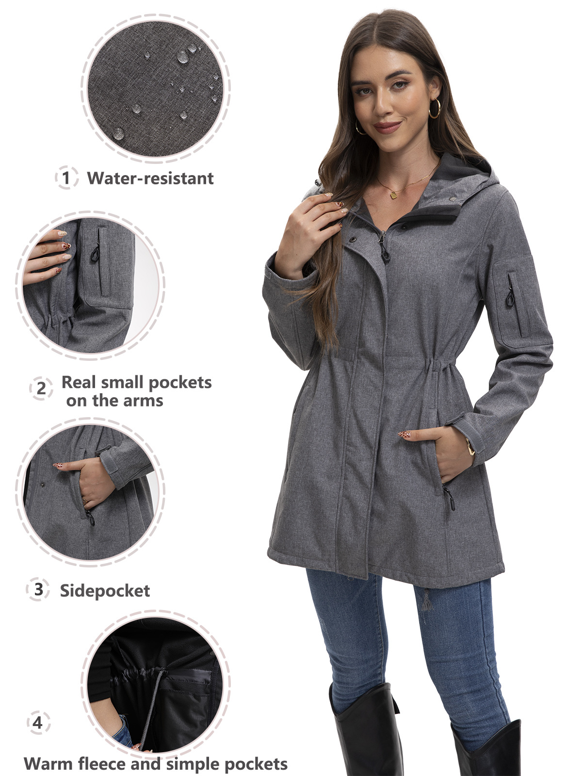 Europa y los Estados Unidos nuevos bolsillos encapuchados vestir de asalto damas de otoño y invierno chaqueta de terciopelo Amazon tamaño europeo ropa de mujer transfronteriza