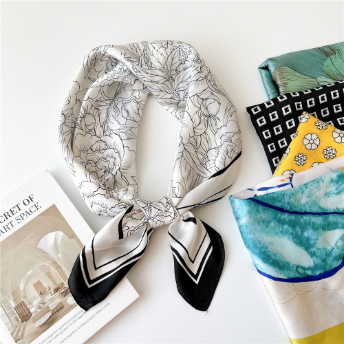 70 small silk scarves for women, spring, autumn and summer matching shirts, stylish neck protectors, professional stewardess thin scarves around the neck