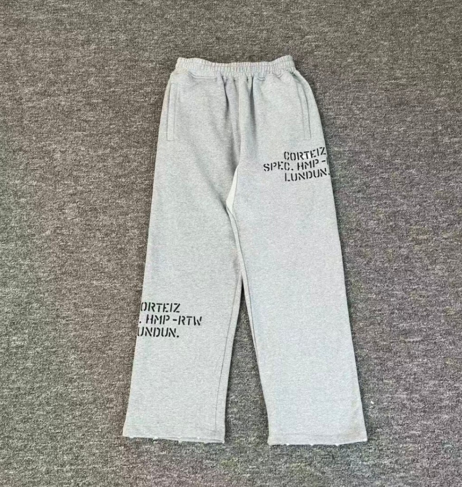 Corteiz Lundun Stitch Open Hem Sweatpants Heather Grey