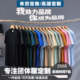 纯棉t恤定制logo工作服圆领短袖广告衫订做文化衫班服印字工衣厂