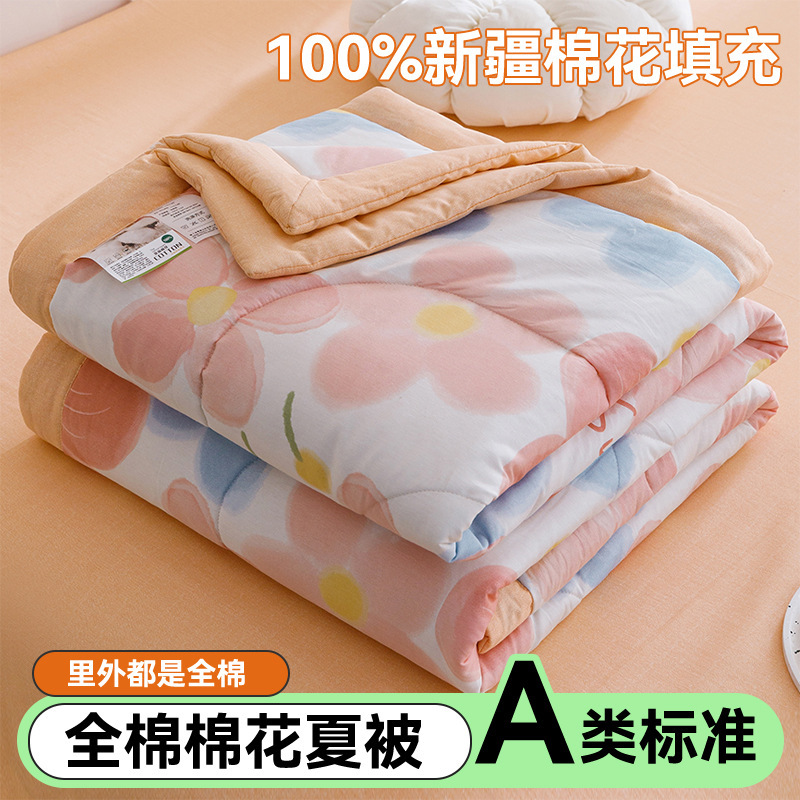 Edredón de aire acondicionado lavable de algodón de clase A, núcleo de edredón de algodón de Xinjiang, edredón de algodón impreso de verano, edredón de regalo doble
