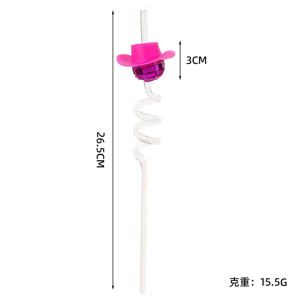 Disco bola vaquero sombrero pajita transfronteriza tema de Navidad fiesta copa de vino pajita fiesta de cumpleaños suministros de decoración