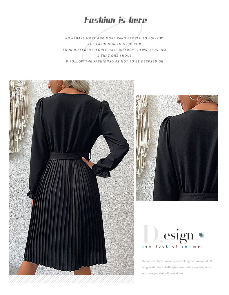 Langärmliges Plisseekleid für Damen_voghion.com