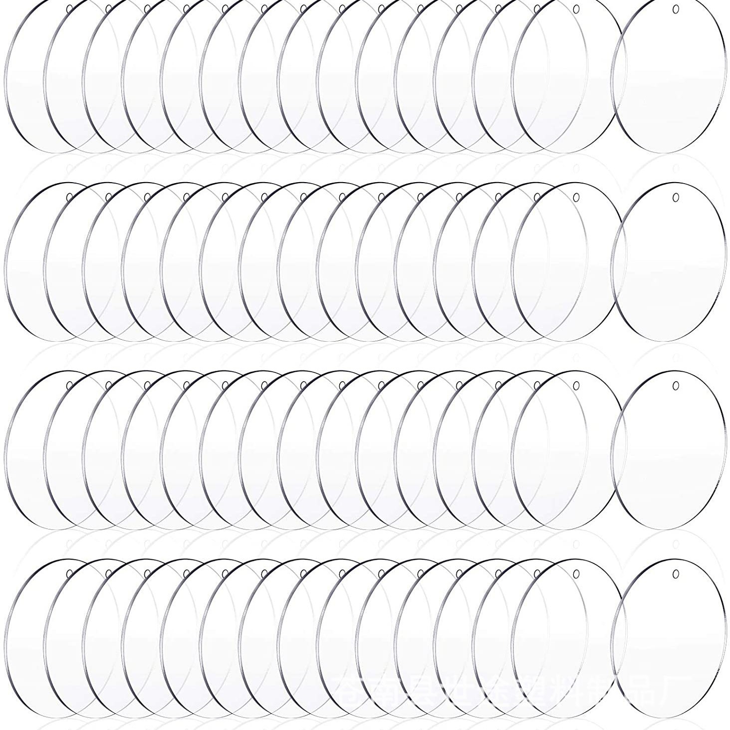 透明亚克力圆片空白圣诞装饰圆板圆盘带孔DIY亚克力1mm厚激光切割