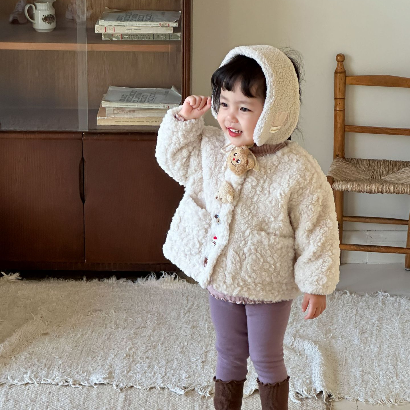 蔗梨童装女童羊羔毛外套秋冬新款儿童韩版开衫上衣女宝宝衣服