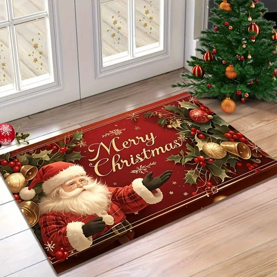Cross-Border Temu Dropshipping Christmas Series Cartoon Door Mats for Home Entrance and Easy Care and Stain-Resistant Floor Mats Available for Wholesale (Avtomobil döşəmə paspasları) - santa-claus-4060-crystal-velvet