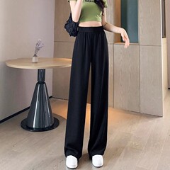 冰丝薄款窄版阔腿西装裤女夏季休闲梨形身材显瘦垂感直筒防晒裤子