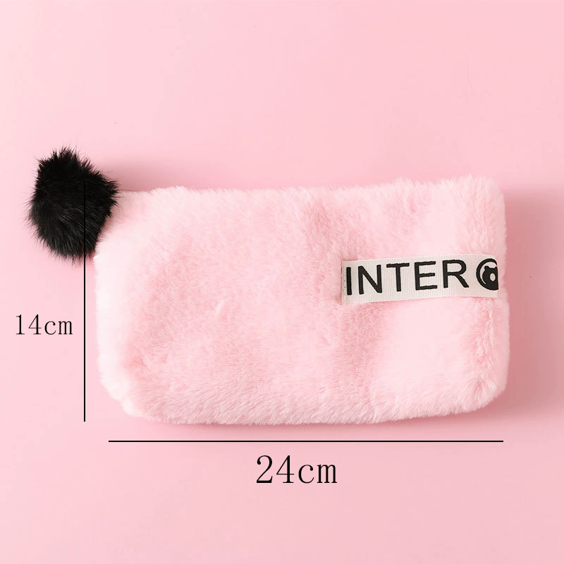 Plush Pencil Case, Japanese Style Capacious Case for Elementary Students, 14.3×6×4 cm