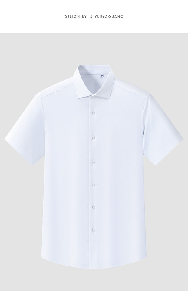 Áo sơ mi nam tay ngắn dệt kim co giãn bốn chiều màu trơn pha cotton kháng khuẩn chống tia UV — Áo cộc tay màu vàng non 018, Áo tay ngắn màu nâu 013, Áo tay ngắn màu xanh navy 008, Áo tay ngắn màu xanh ngọc 005 chi tiết 23