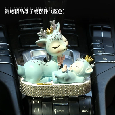 Car ornaments Mother and Child Deer Mink Fur - blue-mother-and-child-deer-at-the-bottom