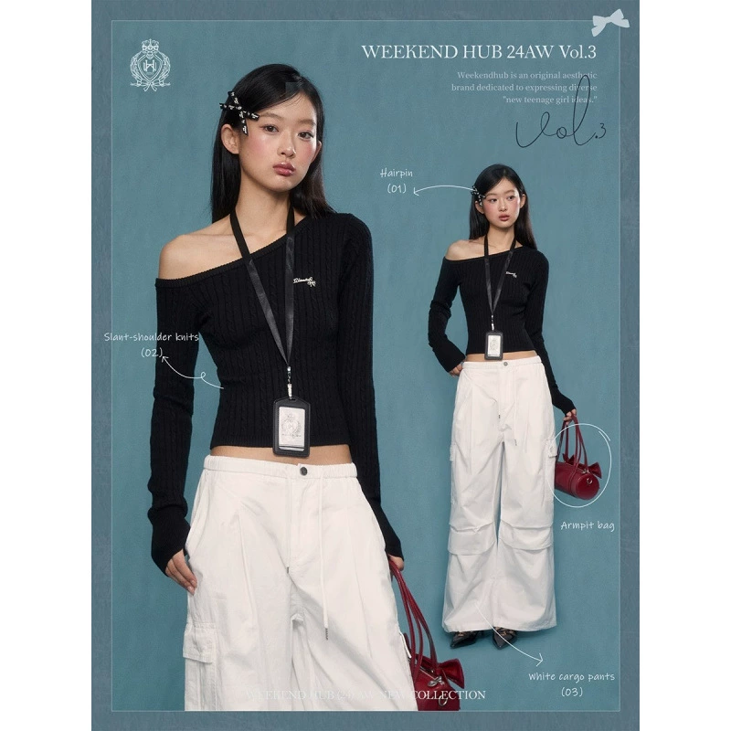 Черный свитер, женский новый весенне-осенний топ с длинными рукавами и наклонными плечами, очень красивый вязаный свитер для женщин