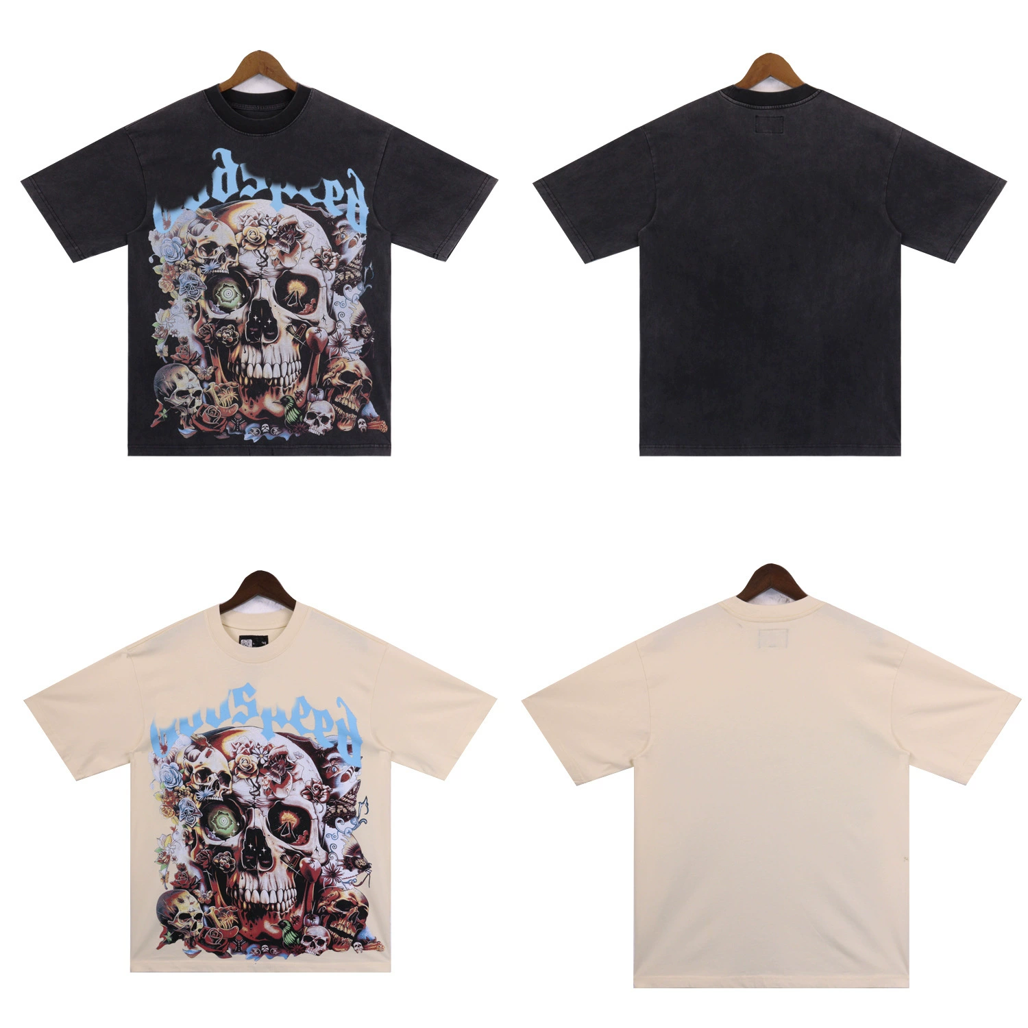 25S новая модная мойка футболка марки Tide GODSPED алфавит уличная мода череп принт для мужчин повседневные короткие рукава