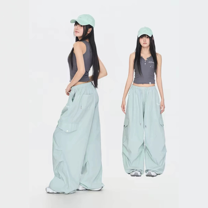 Street Dance Workwear Casual Pants for Women, Summer Wide-Leg Hip-Hop Trendy High Street Pleated Wide-Leg Jazz Dance Pants Street Dance Workwear Casual Pants for Women, Summer Wide-Leg Hip-Hop Trendy High Street Pleated Wide-Leg Jazz Dance Pants