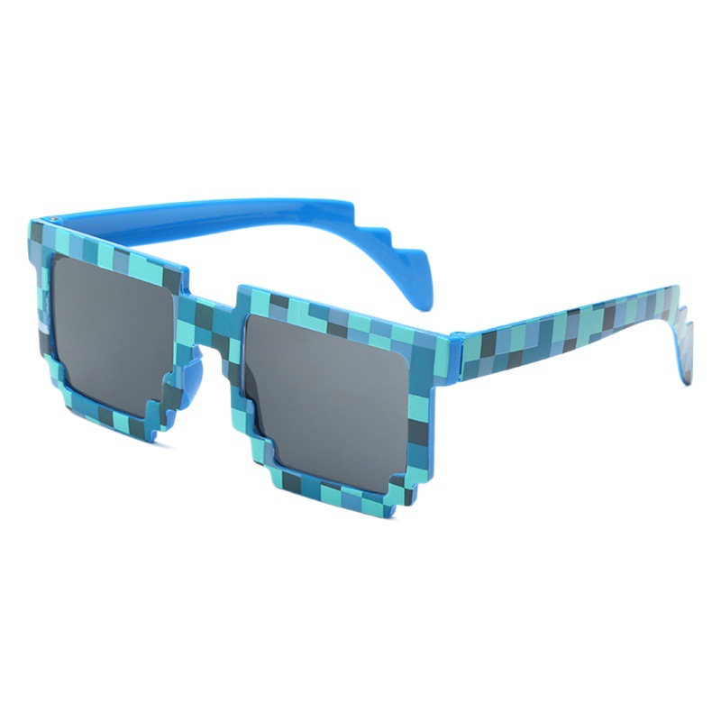 Exaggerated Mosaic Plaid Green Blue Purple Party Sunglasses Glasses Frame for Photography and Stage Matchinging