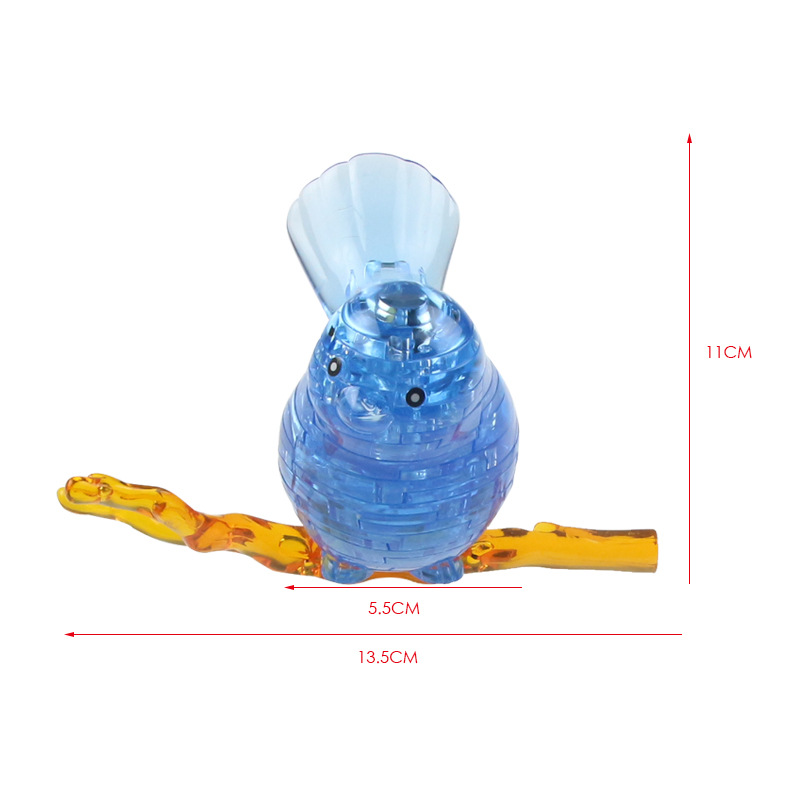 跨境儿童玩具DIY积木3D立体小鸟水晶拼图 3D立体水晶积木拼图小鸟