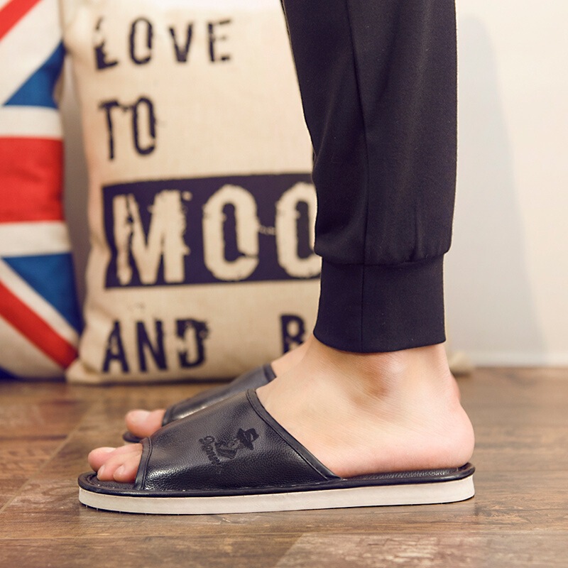 Men's and Women's Home Couple Leather Slippers, Indoor Slippers, Summer Soft-Soled Non-Slip Slippers, Women's Summer Slippers, Dropshipping Available