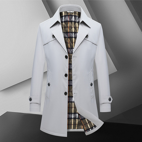（加棉加厚）风衣男青年男士韩版修身冬季保暖中长款外套10个色