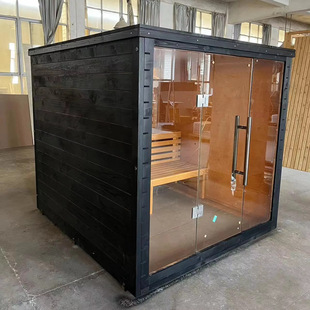 Large Capacity high quality Outdoor Glass Sauna Panoramic Traditional Canadian Red Cedar Solid Wood Steam Sauna
