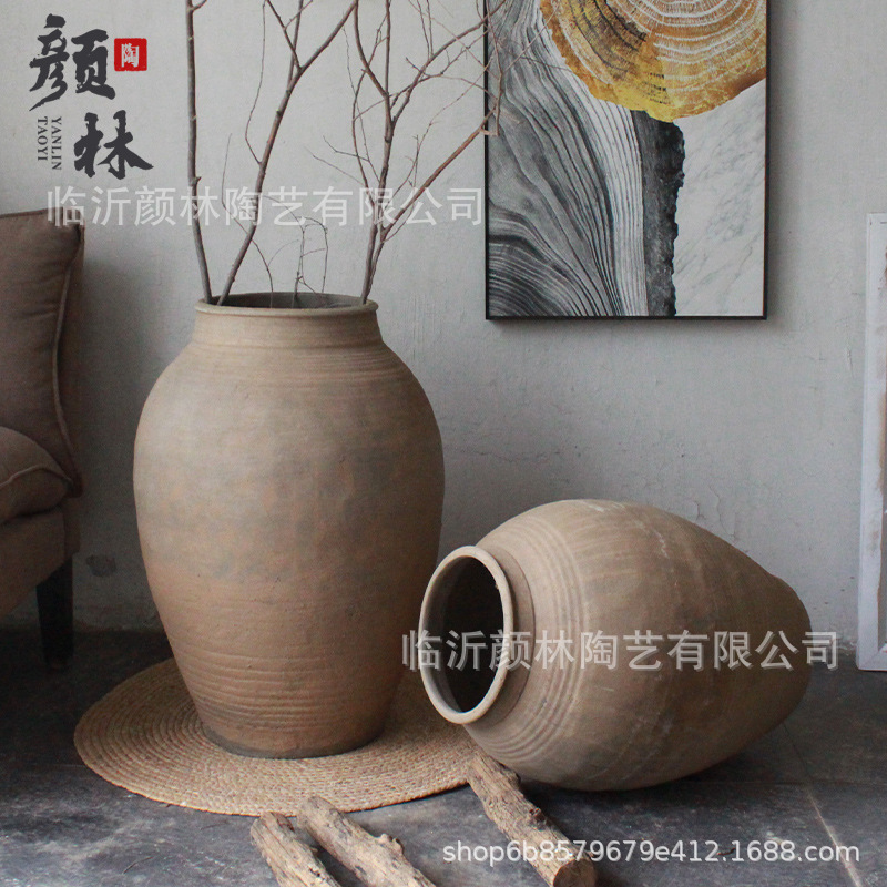 Botella de cerámica decorativa popular gran vasija de tierra gran vasija de cerámica gruesa vasija de cerámica gran vasija de cerámica
