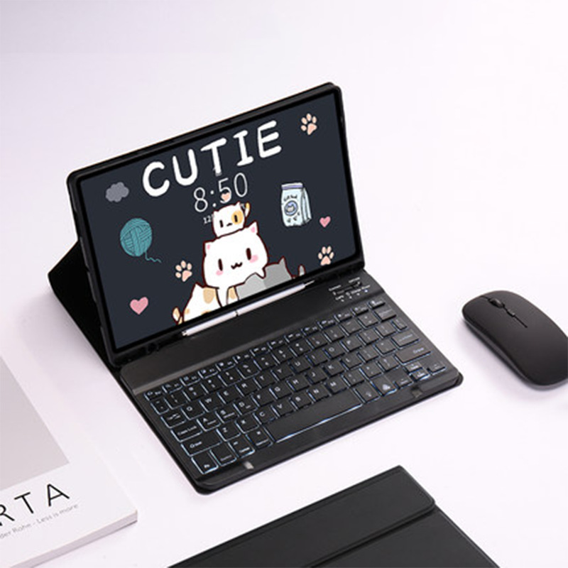 Samsung TabA8 タブレット保護ケース 7lite バックライト Bluetooth キーボード 9+plus ペンスロット付きレザーケースに適しています。|undefined