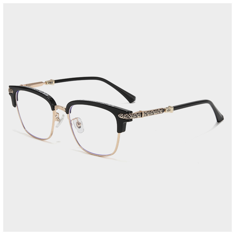 Jay Chou's Same Style Large Size Widened Retro Glasses Frame Crow Star Big Face Pure Titanium Plate Eyebrows Myopia