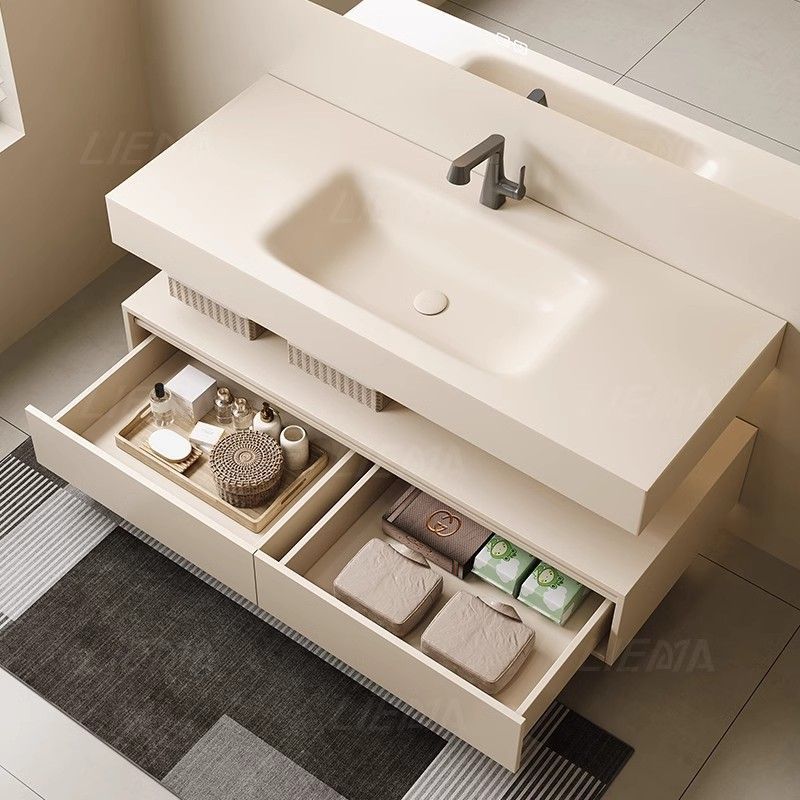 Antique Bathroom Cabinet Combination Slate Wash Basin Solid Wood Integrated Bathroom Wash Basin Customized Wash Basin Bathroom Hot