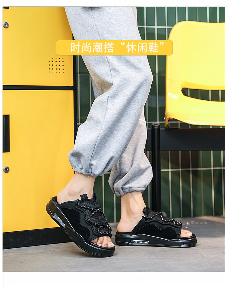 Dép xỏ ngón nam đế dày đệm khí cỡ lớn, dép đi trong nhà và đi chơi nhẹ nhàng — Màu be, Màu xanh lam, Màu xám, Màu đen chi tiết 2