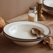草帽盤陶瓷菜盤深盤家用餐具西餐沙拉牛排盤子早餐圓湯盤甜品盤子