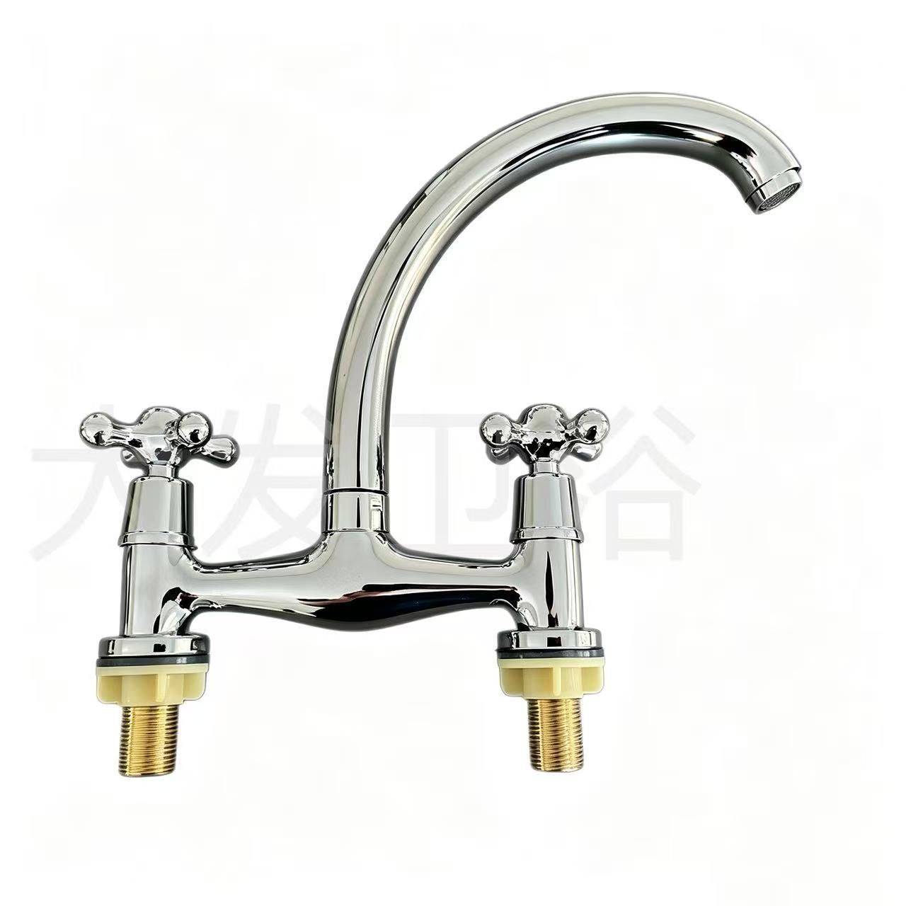 Grifo Vertical para Fregadero de Doble Mando de Aleación de Zinc para Cocina