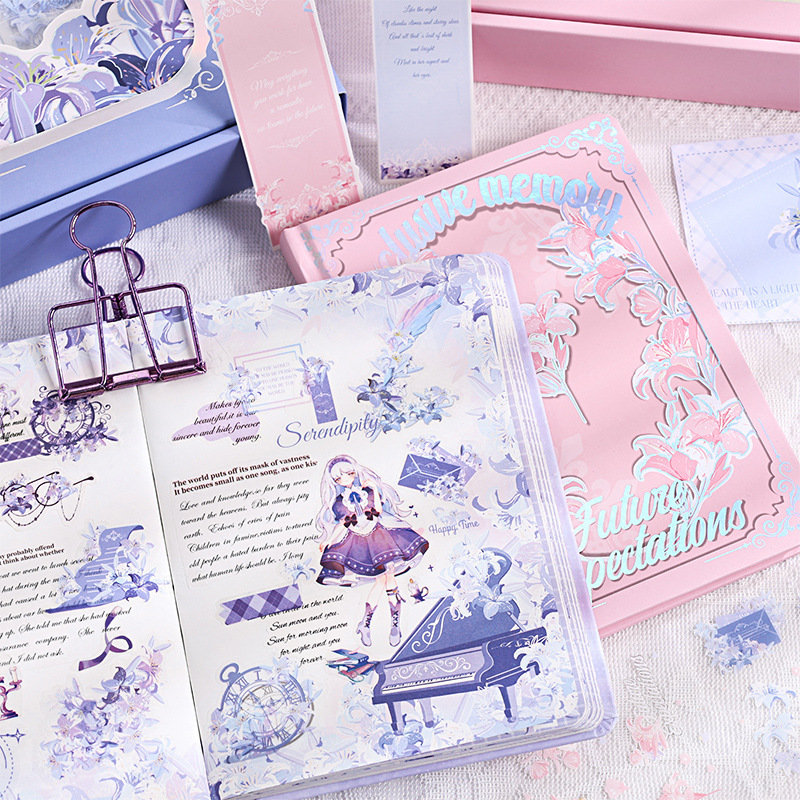 Flower Bush Dream Country Retro Cuaderno de mano caja de regalo set de cuaderno de mano material de cuaderno de estudiantes caja de regalo pegatinas