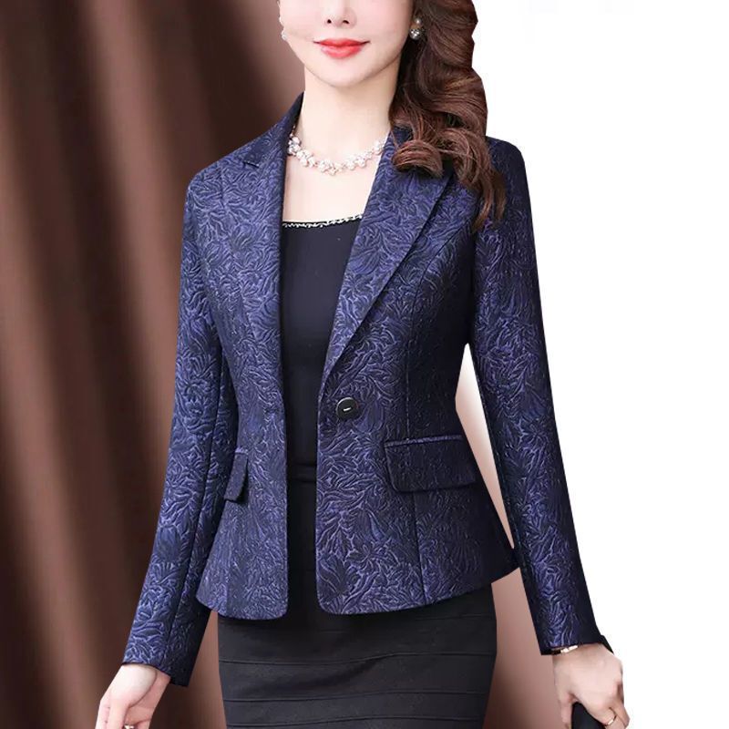 西装外套女2025春秋新款女装设计感气质优雅休闲短款印花西服上衣|undefined