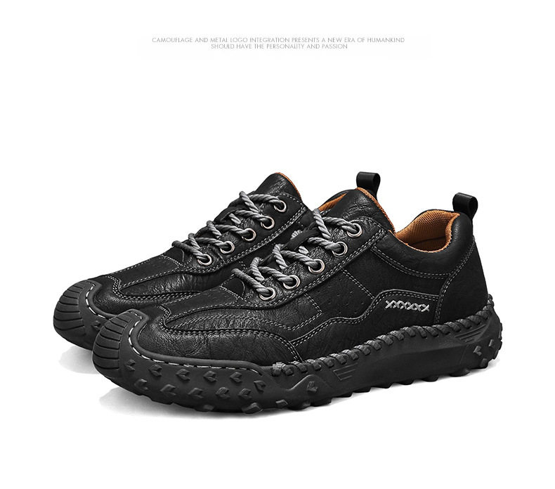 Giày lười nam da đế bằng khâu tay hở, giày slip-on cổ thấp ngoài trời cỡ lớn — 9893 nâu nhạt, 9893 nâu sẫm, 9893 đen chi tiết 22