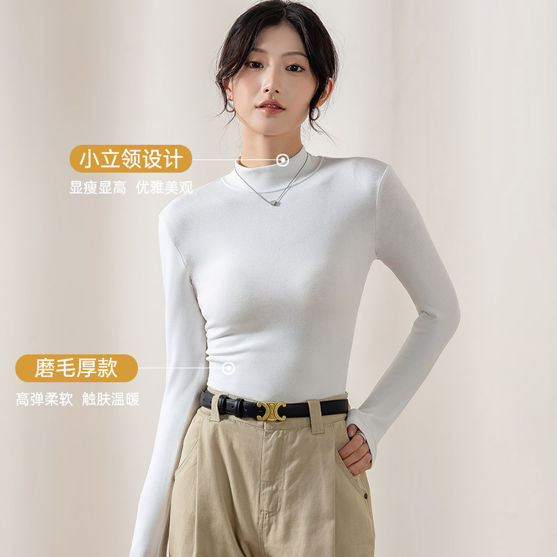 半高领打底内搭衫高级感春秋冬季女士莫代尔长袖打底衫不起球上衣|undefined