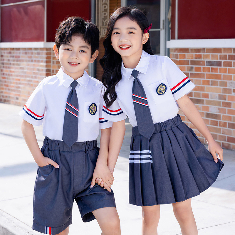 夏季校服小學生學院風襯衫套裝英倫風幼兒園園服六一兒童畢業班服