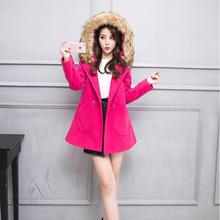 木瓜牛奶秋冬新品显瘦毛呢外套韩版时尚宽松连帽貉子大毛领呢子潮