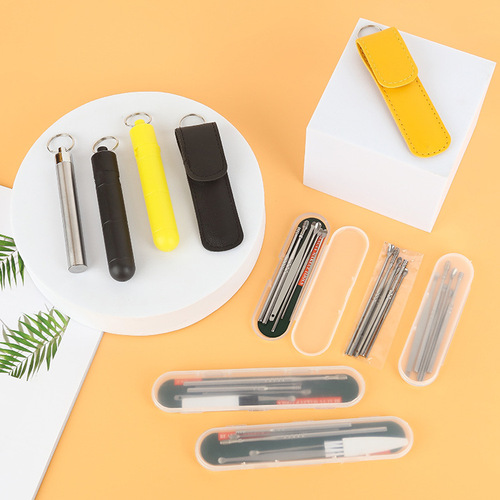 6-Piece Set of Ear Scoops Portable Box, Leather Set for Ear Cleaning, Scooping Tools, Spiral Spring Ear Scoops