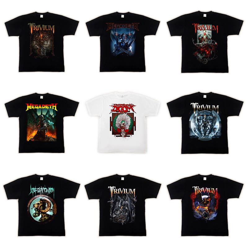 European and American heavy metal rock band MEGADETH TRIVIUM loose high street short sleeve T-shirt European and American heavy metal rock band MEGADETH TRIVIUM loose high street short sleeve T-shirt