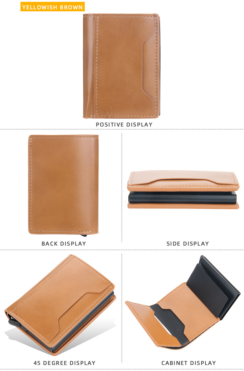 Baellerry Men's Aluminum Box Anti-magnetic And Anti-theft Card Holder Rfid Short Automatic Card Type Female Card Holder_voghion.com