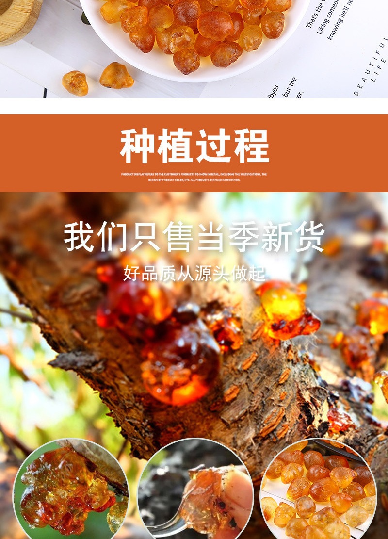 Peach Gum Tao Jiao 桃胶 Dried Resin Granules 500g for Dessert Soup and Herbal Drinks quality and texture
