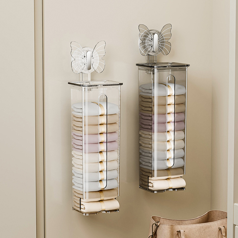 吸盤式下着収納ボックス 壁掛け靴下・ストッキング整理ボックス 家庭用ワードローブ下着収納神器|undefined