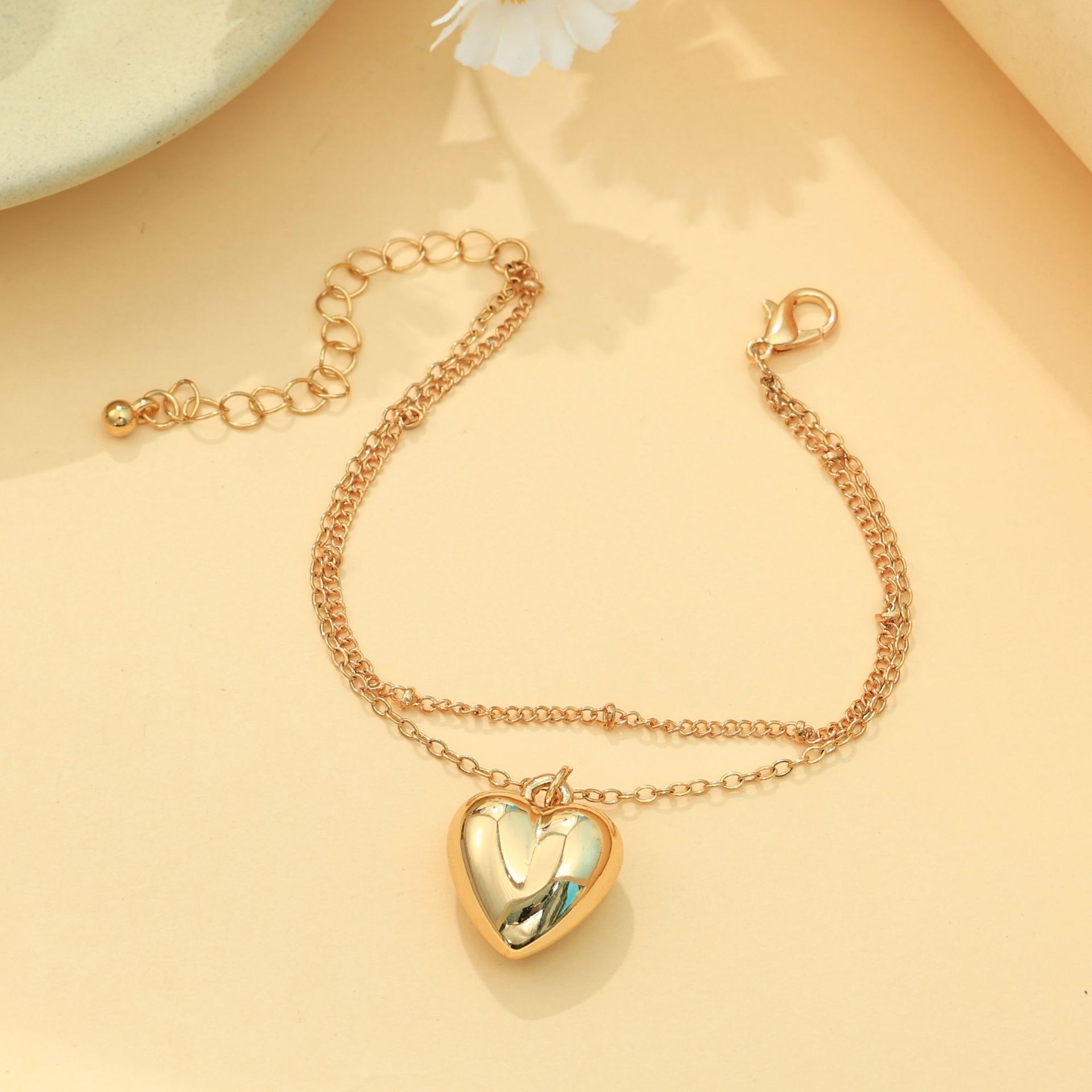 Conjunto de joyería de amor dorado simple de moda europea y americana, blogger, el mismo estilo, collar de todo fósforo, aretes, pulsera image 9