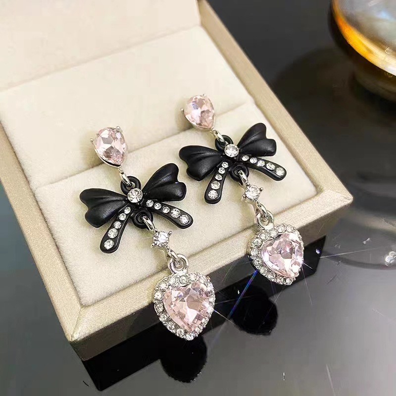 1 Pair Sweet Bow Knot Plating Inlay Alloy Artificial Gemstones Drop Earrings display picture 5